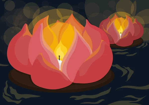 Lanterne Lotus Beauté pour célébrer le Festival Fantôme, Illustration vectorielle — Image vectorielle