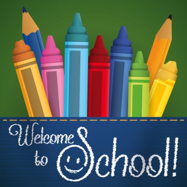 Okul malzemeleri için bir Jean cebinde okula, vektör çizim geri