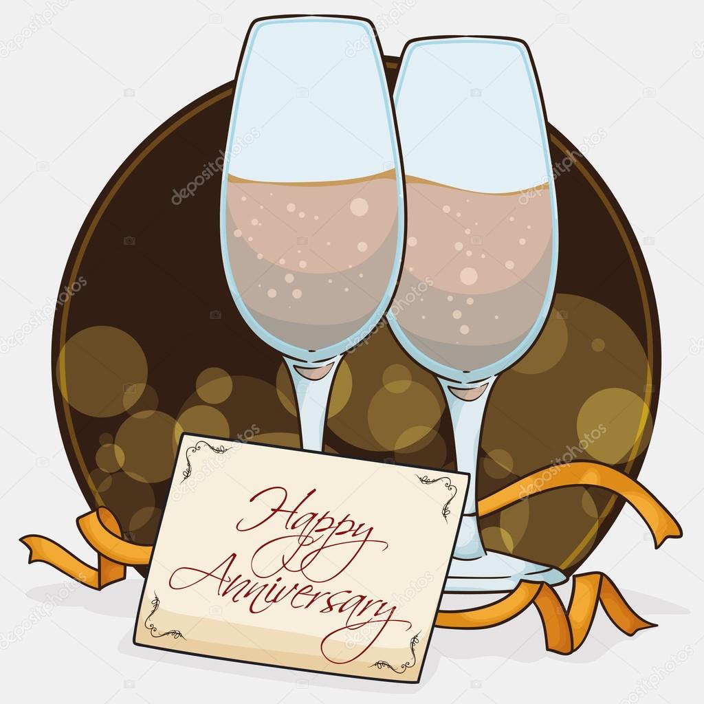 Elegant Pair of Wine Glasses with Greeting Card for Anniversary ... Elegant Pair of Wine Glasses with Greeting Card for Anniversary ...