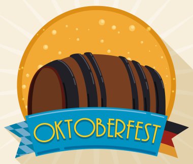 Düz tarzı, vektör çizim Oktoberfest bira varil