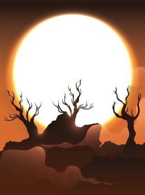 Kuru ağaçları aydınlatan dev bir dolunay ve ölümcül bir sisin olduğu ürkütücü bir gece..