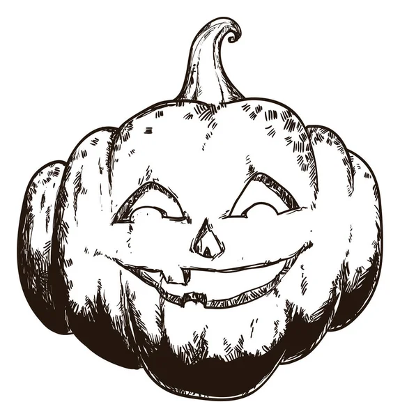 Calabaza Estilo Dibujado Mano Con Gesto Sonriente Tallado Aislado Sobre — Archivo Imágenes Vectoriales