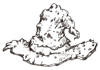 Eski ve yırtık pırtık bir büyücü şapkası, beyaz arka planda izole edilmiş..