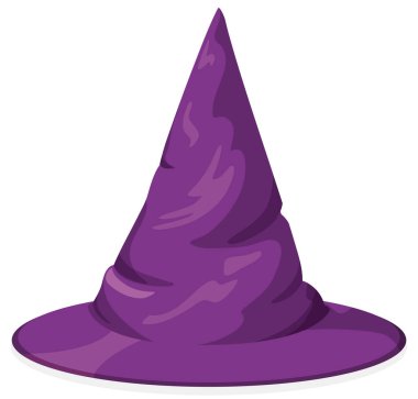 Sivri, sade ve mor cadı şapkası, beyaz arkaplanda izole edilmiş vektör..