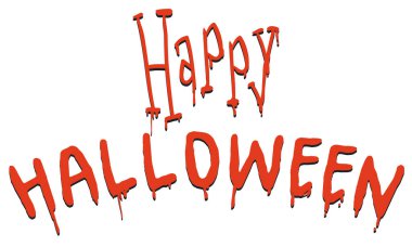 Beyaz arka planda izole edilmiş kanlı ya da damlayan bir Cadılar Bayramı sezonunun hatıra işareti..