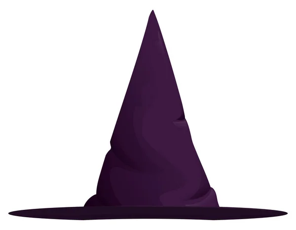 Sombrero Bruja Puntiagudo Oscuro Púrpura Con Ala Plana Aislado Sobre — Archivo Imágenes Vectoriales