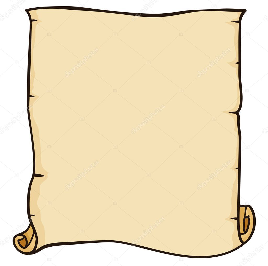 Unrolled scroll template with blank space. Vector illustration over white background.