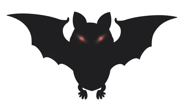 Mörk Och Ond Bat Siluett Med Hotfulla Glödande Ögon Isolerade — Stock vektor
