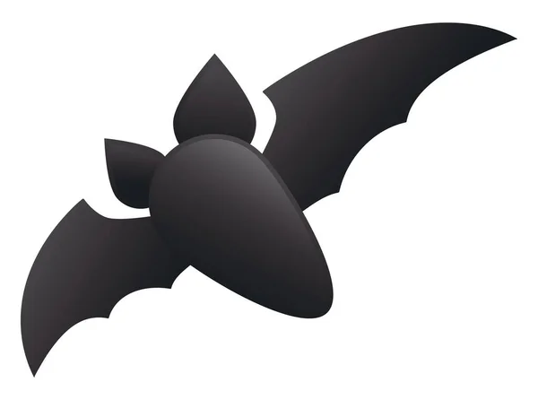 白い背景に隔離された 広がりのある翼を持つ孤立した抽象的な暗いコウモリの形 — ストックベクタ