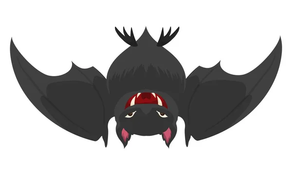 Batte Vampire Suspendue Avec Fourrure Grise Sourire Effrayant Isolée Sur — Image vectorielle