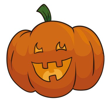 İzole edilmiş Cadılar Bayramı balkabağı. Beyaz arka planda büyük bir gülümsemeyle oyulmuş..