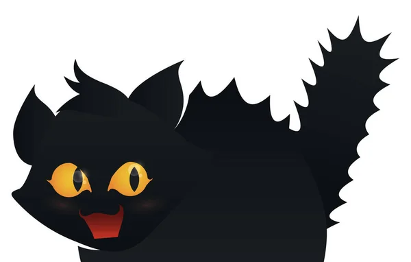 Geïsoleerd Zwart Schattig Bang Klein Katje Met Borstelige Vacht Witte — Stockvector