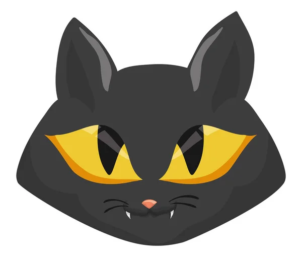 Cara Tierna Gato Negro Con Ojos Grandes Aislado Sobre Fondo — Vector de stock