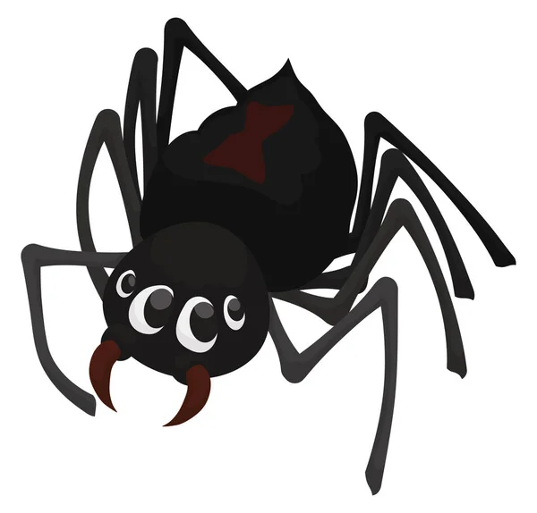 Araignée Veuve Noire Mortelle Regard Amical Aux Yeux Tendres Isolée — Image vectorielle