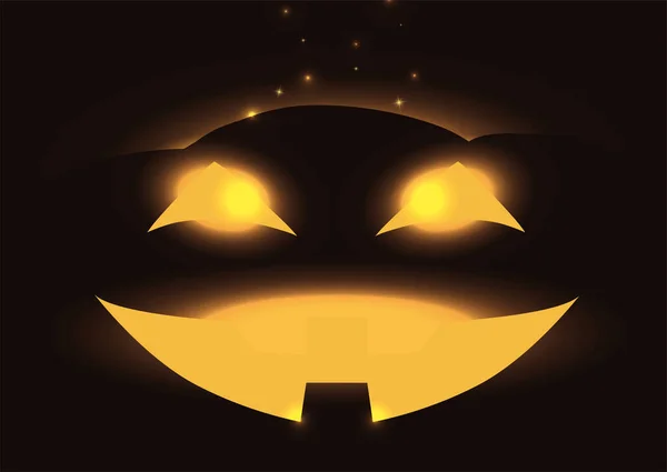 Halloween Citrouille Sombre Silhouette Avec Des Lueurs Dans Les Yeux — Image vectorielle