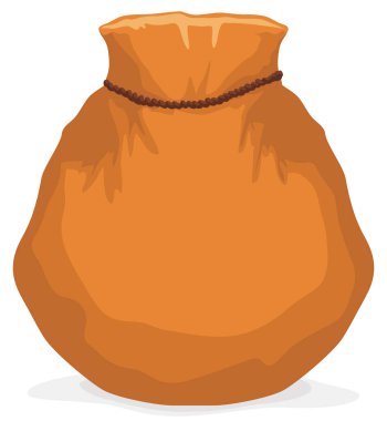 Cadılar Bayramı için turuncu büyük çanta. Kırsal halatla kapatılmış, beyaz arka planda izole edilmiş..