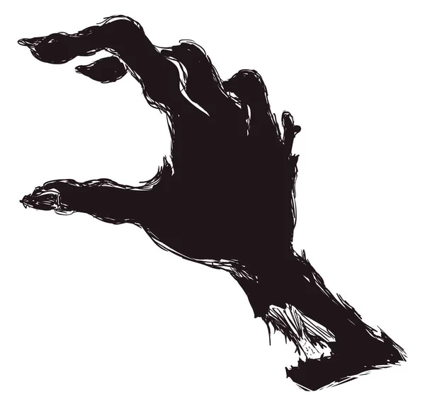 Темний Силует Гнилої Зомбі Рука Намагається Зловити Здобич Ручному Намальованому — стоковий вектор
