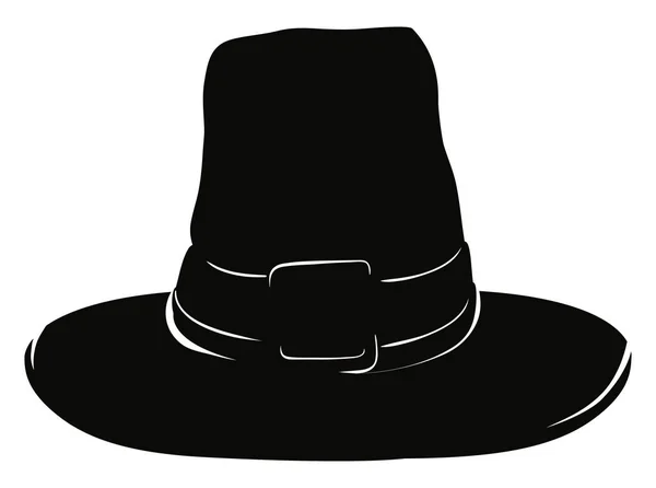 Silhouette Cappello Pellegrino Con Fascia Fibbia Isolato Sfondo Bianco — Vettoriale Stock