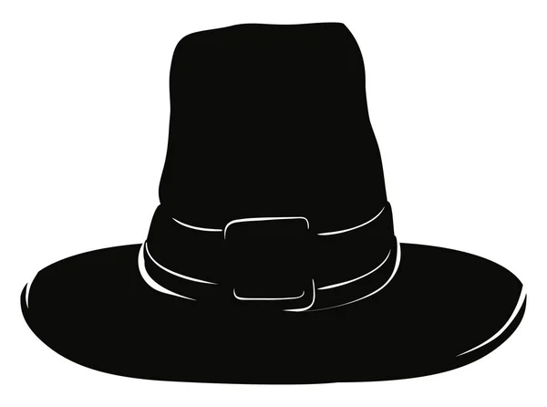 Silhouette Pilgrim Hat Band Buckle Isolated White Background — Stock Vector