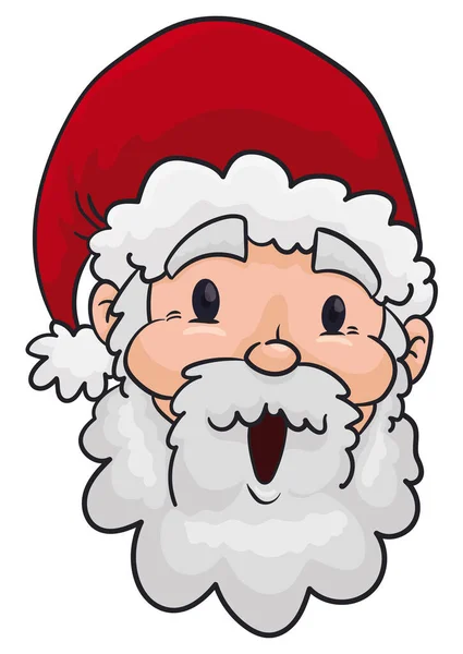 Papai Noel Bonito Com Chapéu Vermelho Tradicional Barba Branca Expressão —  Vetores de Stock