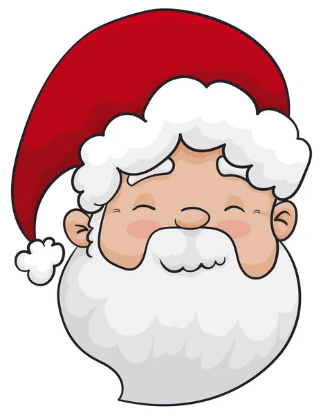 Cute Smiling Santa Claus Its Red Hat Pom Pom Blush — Stock Vector