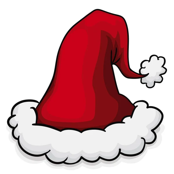 Chapéu Festivo Papai Noel Isolado Sobre Fundo Branco Estilo Cartoon — Vetor de Stock