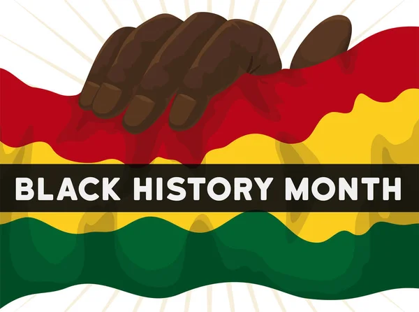 Gedenkdesign Mit Einer Hand Die Eine Schwenkende Fahne Afrikanischen Farben — Stockvektor