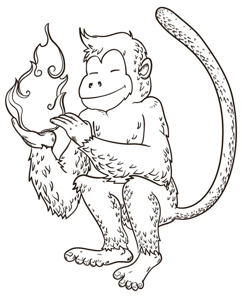 Mono Estilo Dibujado Mano Sosteniendo Una Llama Mano Simbolizando Elemento — Vector de stock