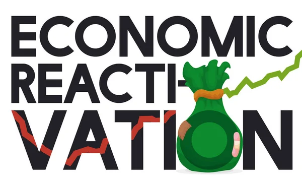 Design Patched Satchel Uprising Line Optimistic Message Economic Reactivation Crisis — Stock Vector