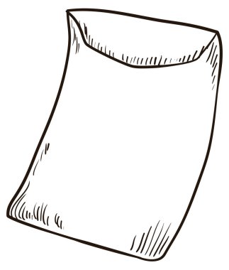 El çizimi biçiminde mühürlenmiş zarf, beyaz arkaplanda izole edilmiş..