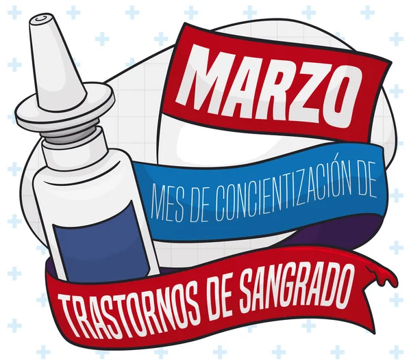 Desenho Com Spray Nasal Calendário Fitas Gotas Sangue Lembrando Lhe —  Vetores de Stock