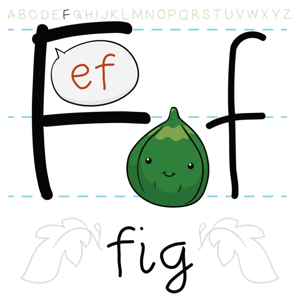 Bonne Figue Équilibrant Dans Les Lettres Alphabet Anglais Pratiquant Prononciation — Image vectorielle