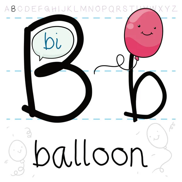 Pinkfarbener Und Süßer Luftballon Nimmt Seine Grammatikstunde Den Buchstaben Und — Stockvektor