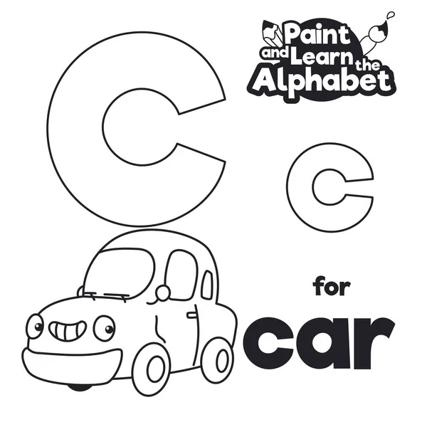 Smiling Car Letters Majuscule Minuscule Ready Grammar Lesson Alphabet Learning — Vector de stock