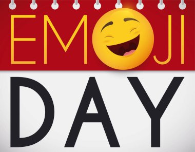 Gevşek yapraklı, sırıtan yüzlü takvim sana mutlu bir Emoji Günü 'nü kutlamanı hatırlatıyor..