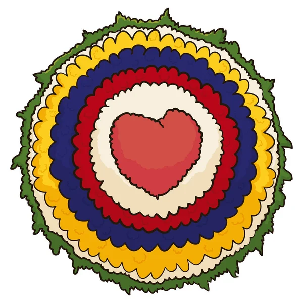 Izolované Kolo Silleta Design Kolumbijskou Vlajkou Barvy Tvar Srdce Pro — Stockový vektor