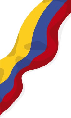 Dikey tasarım ve çizgi film tarzında Kolombiya bayrağını temsil eden üç renkli kumaş..