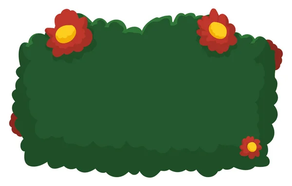 Modèle Avec Buisson Vert Quelques Fleurs Rouges Style Dessin Animé — Image vectorielle