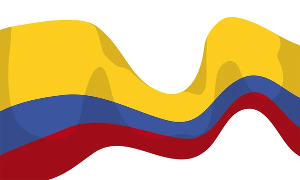 Banner Con Bandera Colombiana Ondeando Con Tricolor Sobre Fondo Blanco — Vector de stock
