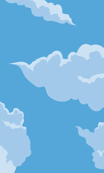 Vue Ciel Bleu Avec Quelques Nuages Dans Style Dessin Animé — Image vectorielle
