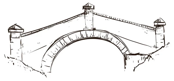 Illustrazione Stile Disegnato Mano Del Ponte Boyaca Monumento Chiave Della — Vettoriale Stock