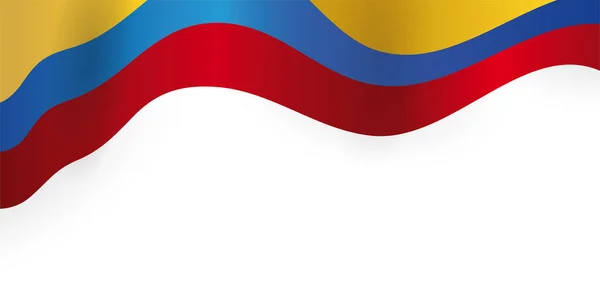 Bandera Tricolor Colombiana Ondeando Parte Superior Pancarta Aislada Sobre Fondo — Archivo Imágenes Vectoriales