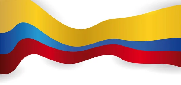 Waving Colombian Flag Its Tricolor Yellow Blue Red White Background — Stock Vector