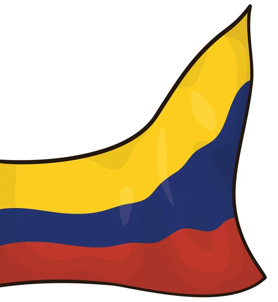 哥伦比亚的国旗以卡通风格从左边飘扬出来 与白色背景隔离 — 图库矢量图片