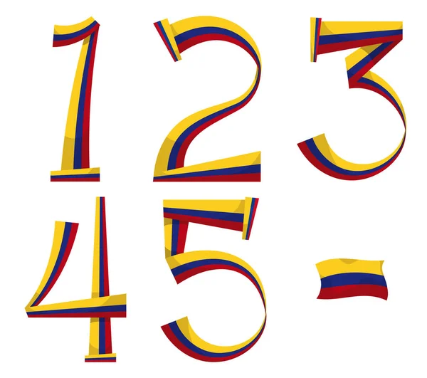 Set Patriotic Numbers Made Colombian Tricolor Flag — Stock Vector