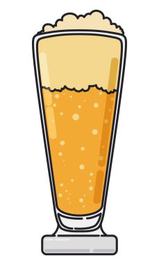 Köpüklü bira düz stil ve ana hatlarıyla pilsner cam bardakta servis edilir..