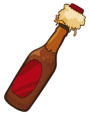 Bol köpüklü bira şişesi patlatmak ve karikatür tarzında su sıçratmak..