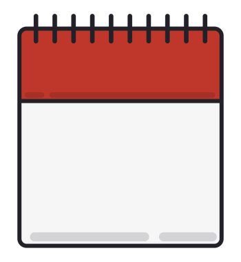 Boş bir takvimin şablonu ve düz çizgili spiraller.