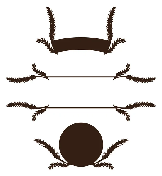 Set Tres Elementos Decorativos Con Espiga Trigo Botón Siluetas Cinta — Archivo Imágenes Vectoriales