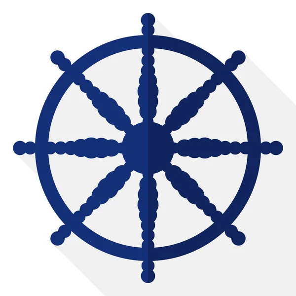 Wheel Dharma Dharmachakra Symbol Flat Style Long Shadow — Stock Vector